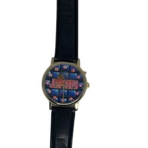 1999 Jeopardy Collectible Gold Tone Wristwatch‎ Leather Band Unisex